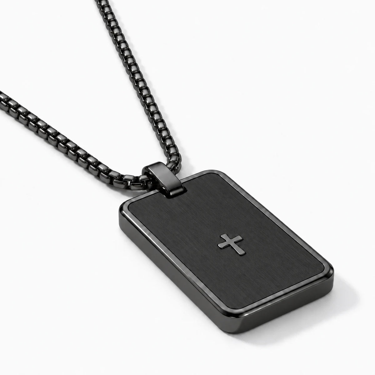 Steadfast Cross Tag Necklace - thumbnail black