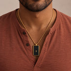 Steadfast Cross Tag Necklace - lifestyle gold rust