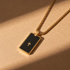 Steadfast Cross Tag Necklace - still life gold sun