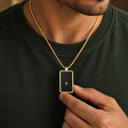 Steadfast Cross Tag Necklace - lifestyle gold hand
