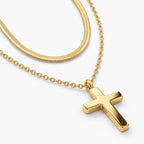 Steadfast Layered Cross Necklace - thumbnail gold