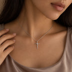 Stillpoint Cross Necklace - lifestyle silver