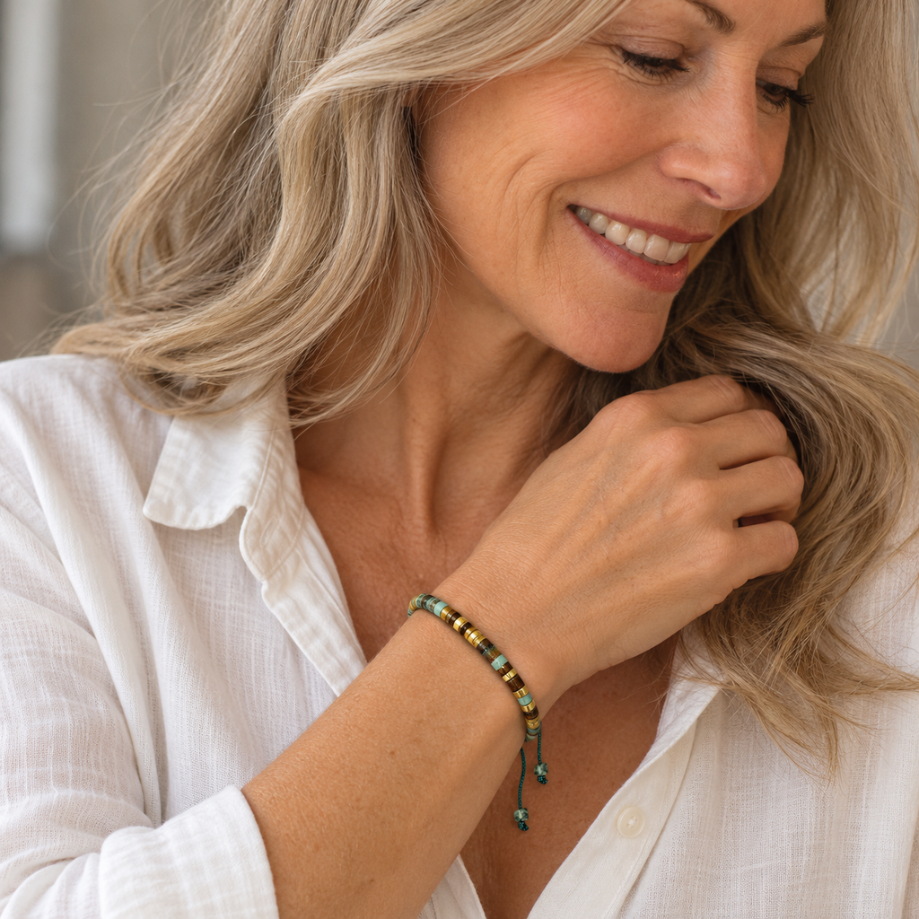 Strong As F*ck Morse Code Bracelet — natural worn hero