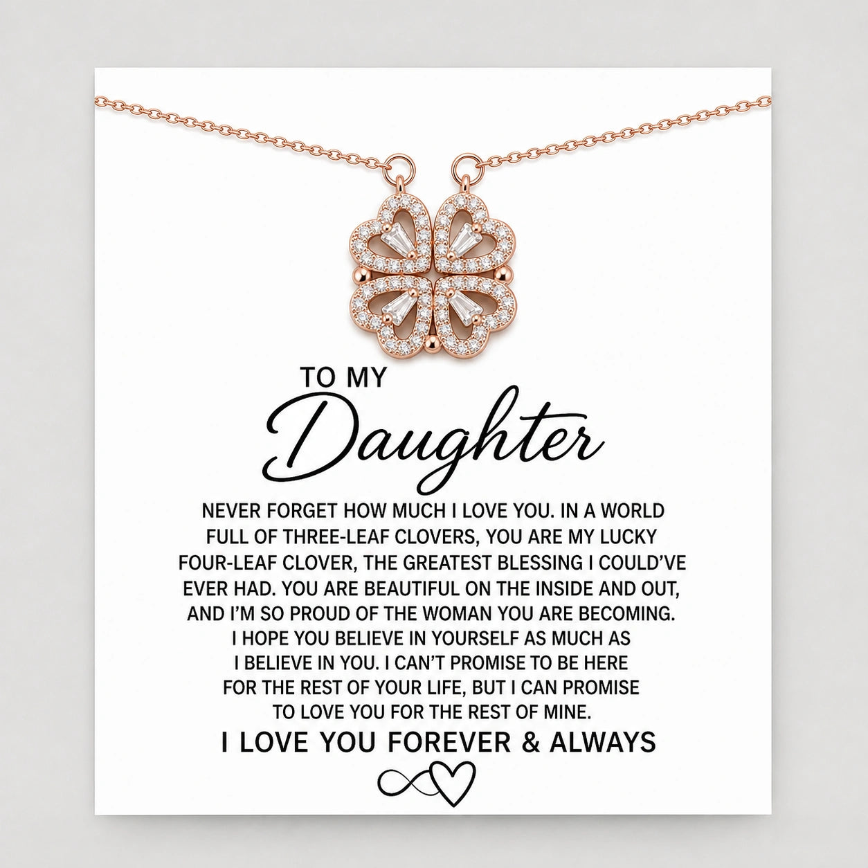 To My Daughter Four-Leaf Clover Necklace Gift Set