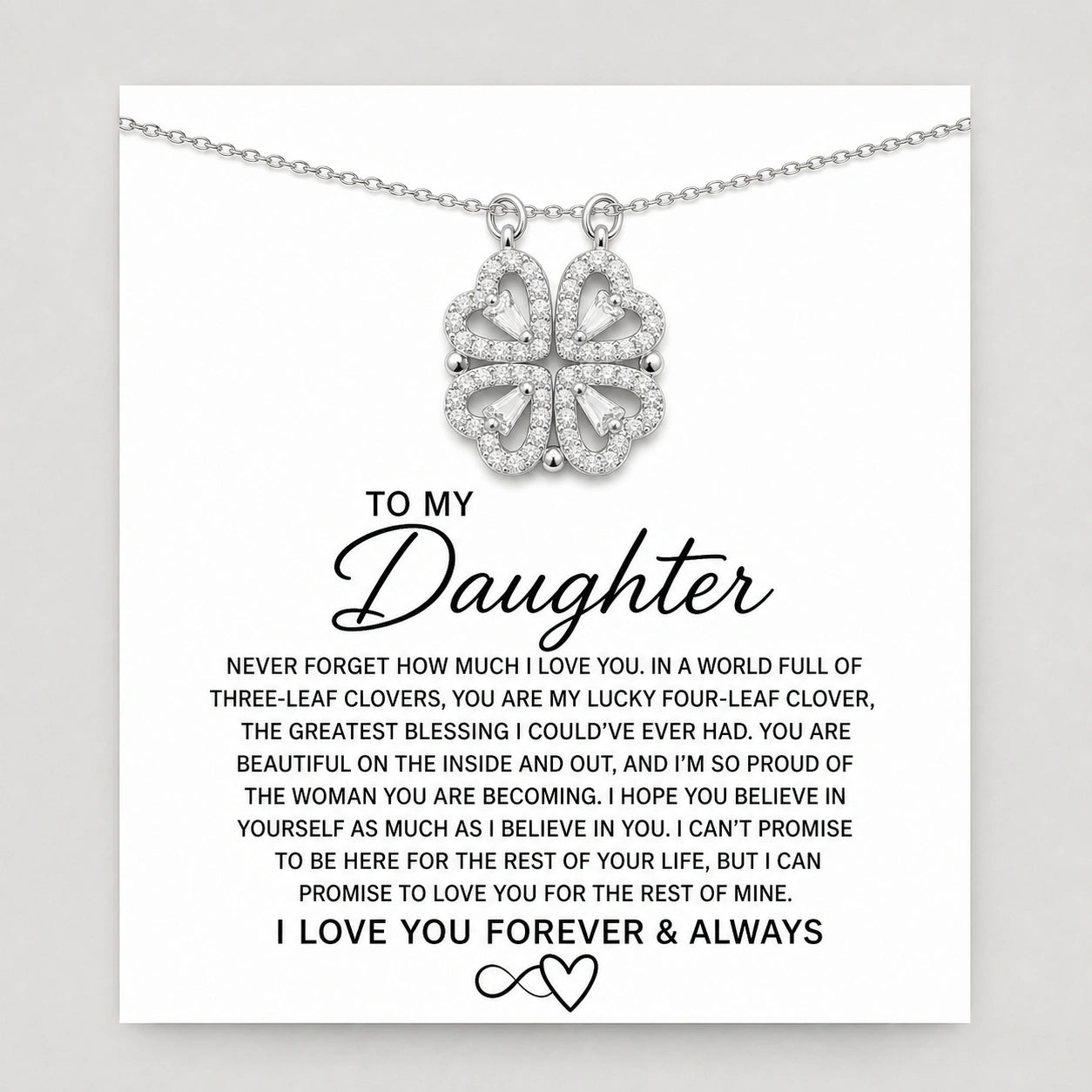To My Daughter Four-Leaf Clover Necklace Gift Set