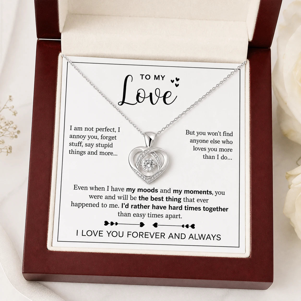 To My Love Heart Necklace Gift Set