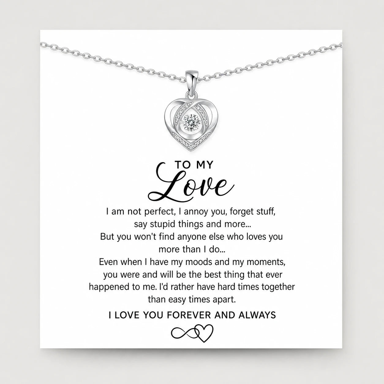 To My Love Heart Necklace Gift Set