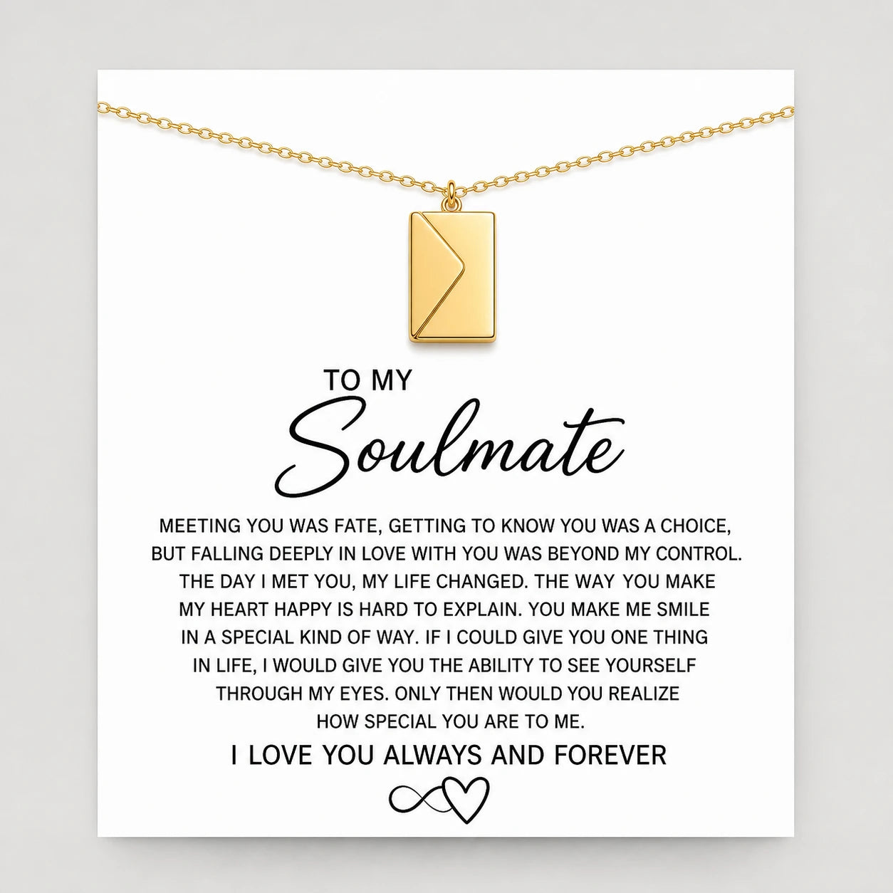 To My Soulmate Envelope Necklace Gift Set