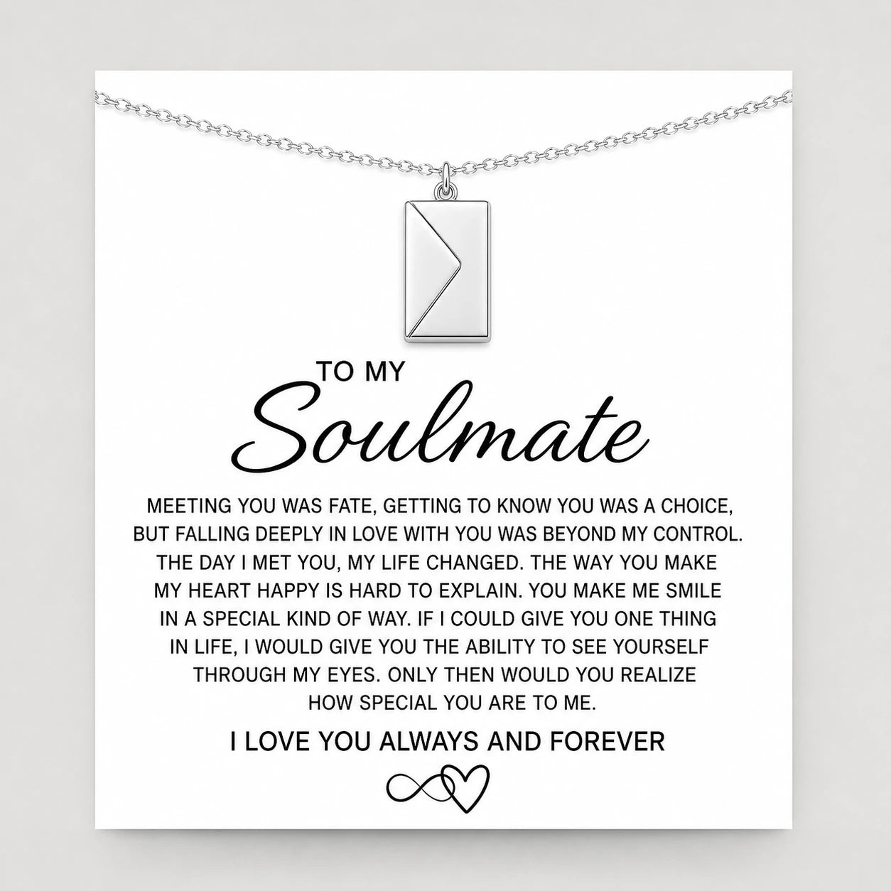 To My Soulmate Envelope Necklace Gift Set