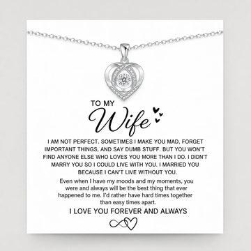 CALEO To My Wife Heart Necklace Gift Set to-my-wife-08-silver-quote