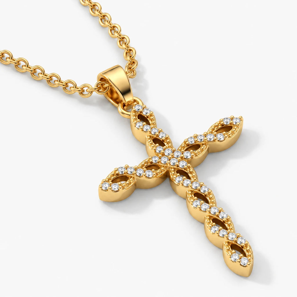 Twining Grace Cross Necklace - thumbnail gold