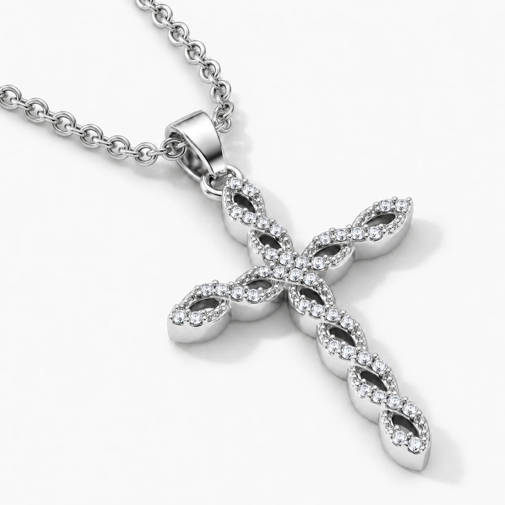 Twining Grace Cross Necklace - thumbnail silver