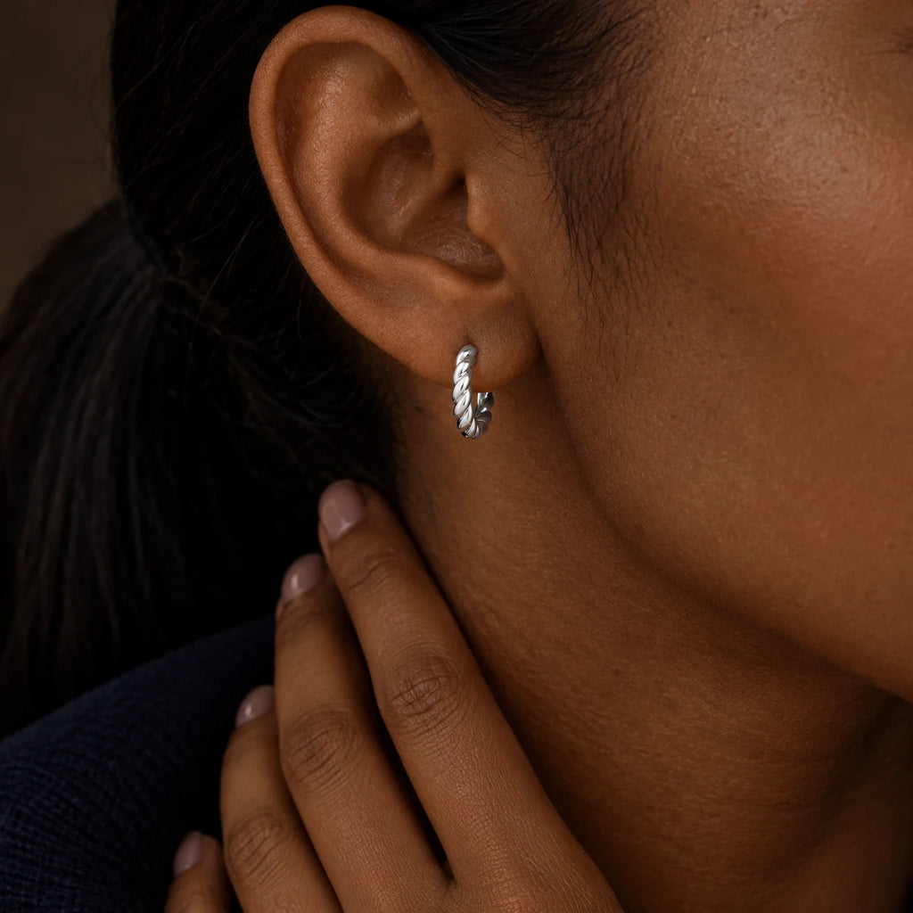 Twisted Grace Hoops - lifestyle ear silver