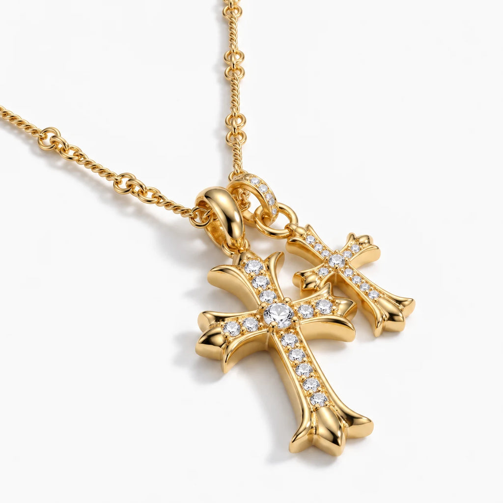 Twofold Grace Cross Necklace - thumbnail gold