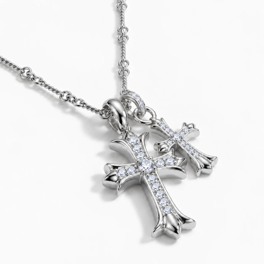 Twofold Grace Cross Necklace - thumbnail silver