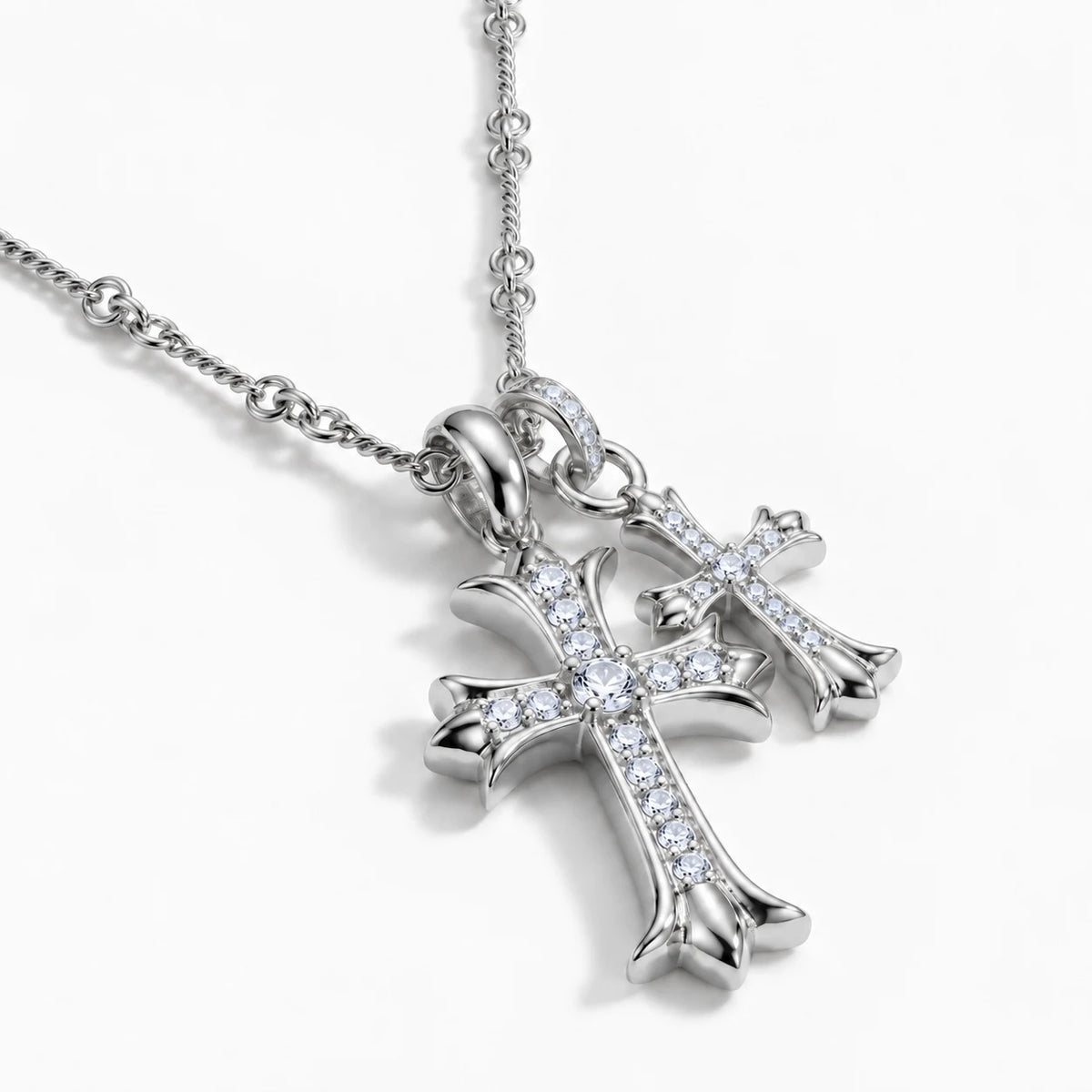 Twofold Grace Cross Necklace - thumbnail silver