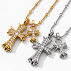 Twofold Grace Cross Necklace - product gold silver