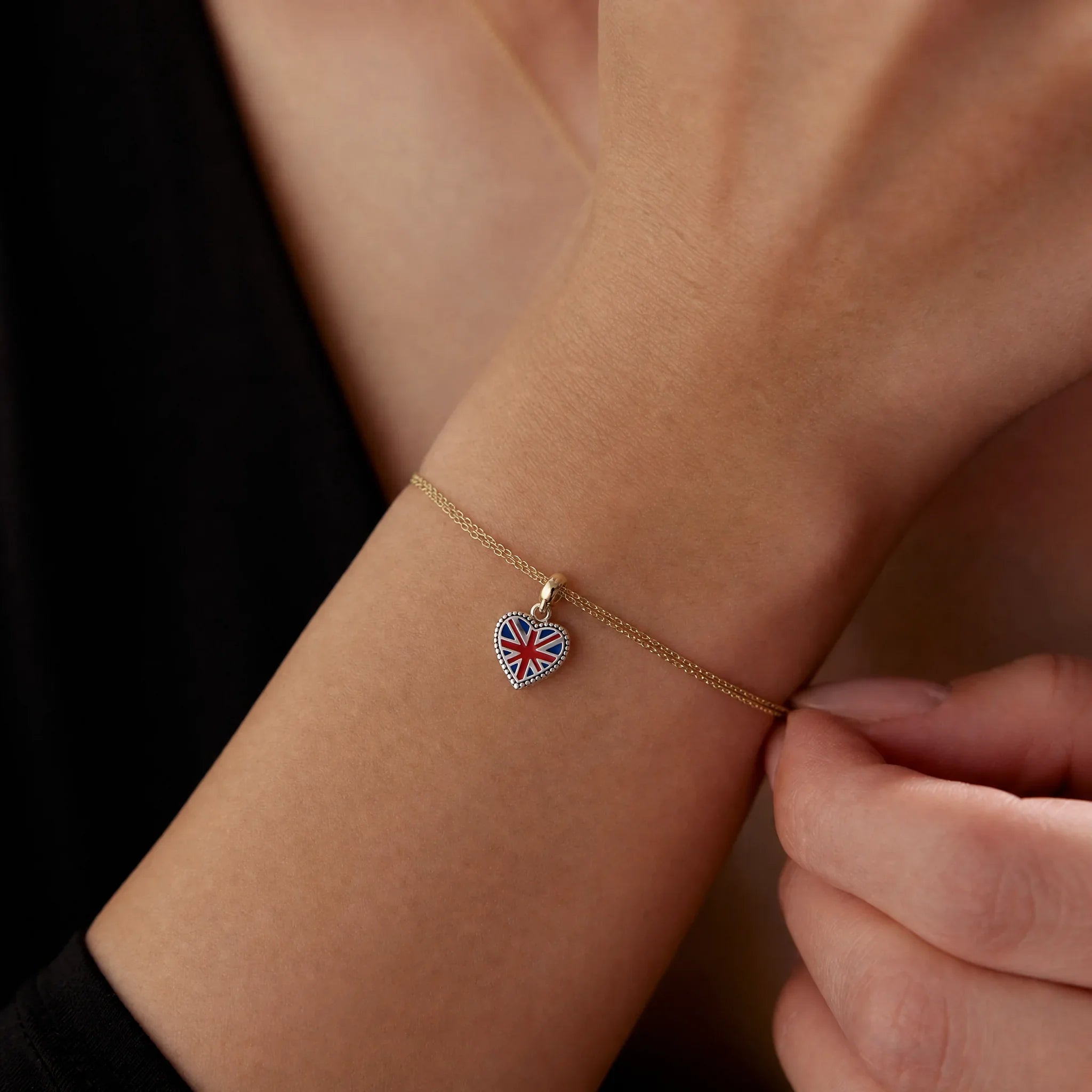 UK Union Jack Heart Dangle Charm lifestyle jewelry image