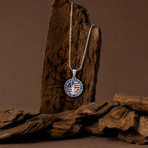 CALEO lifestyle necklace image - 250 Years of Freedom Statue of Liberty Medallion Charm - 2026-07-22