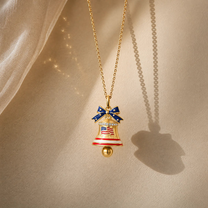CALEO lifestyle necklace image - Gold Liberty Bell USA Dangle Charm - 2026-07-22
