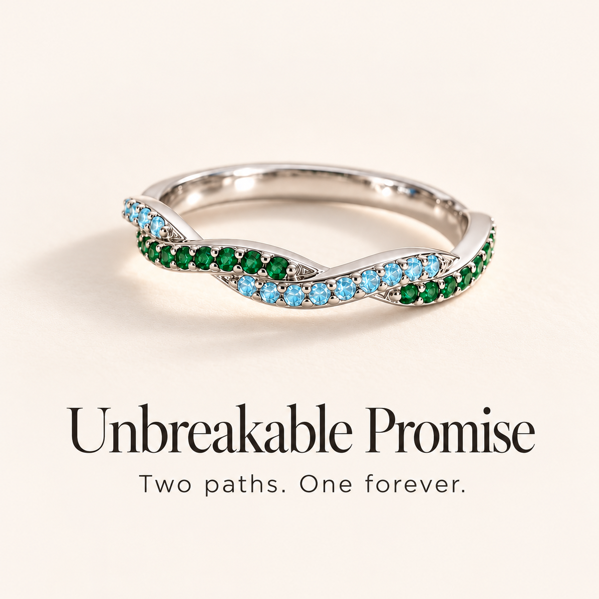 Wavy Birthstone Promise Ring — Unbreakable Promise emotional thumbnail
