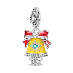Yellow Snowflake Christmas Bell Dangle Charm
